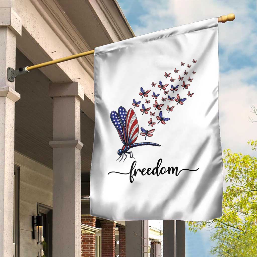 Freedom Dragonfly American Flag 4th Of July Garden Flag Patriotic Nature Lover Graphic
