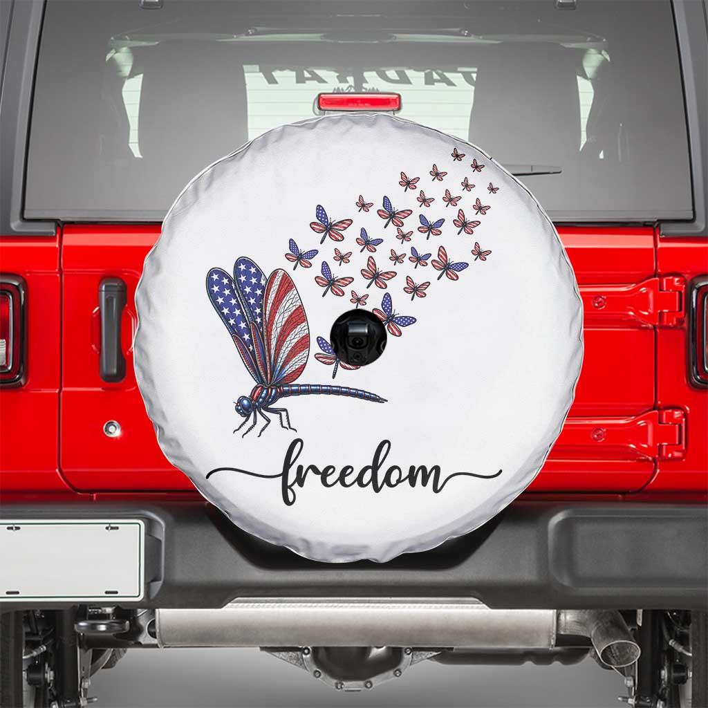 Freedom Dragonfly American Flag 4th Of July Spare Tire Cover Patriotic Nature Lover Graphic