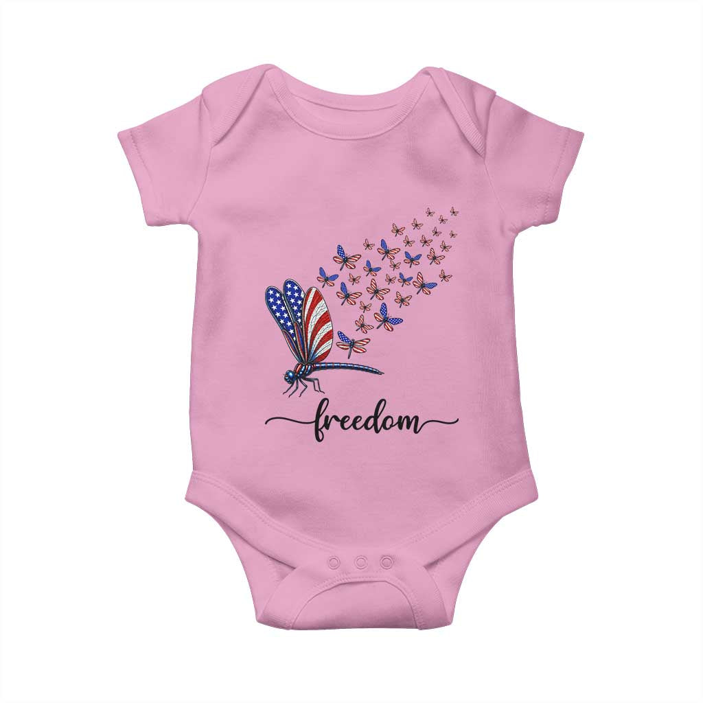 Freedom Dragonfly American Flag 4th Of July Baby Onesie Patriotic Nature Lover Graphic