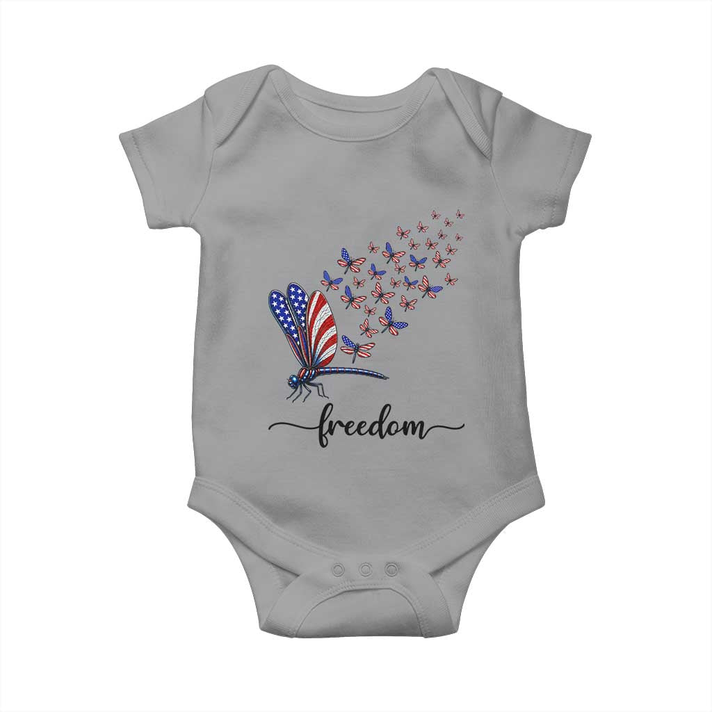 Freedom Dragonfly American Flag 4th Of July Baby Onesie Patriotic Nature Lover Graphic