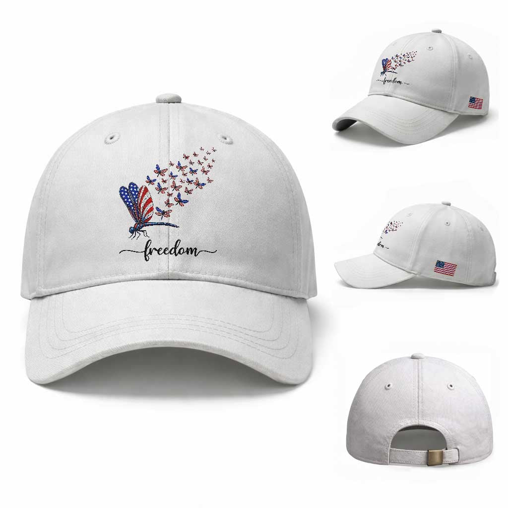 Freedom Dragonfly American Flag 4th Of July Baseball Cap Patriotic Nature Lover Graphic