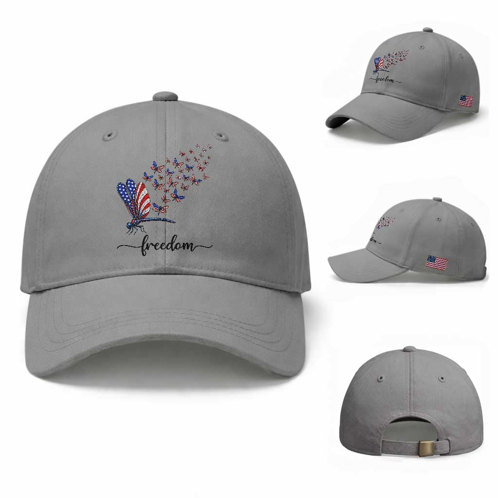 Freedom Dragonfly American Flag 4th Of July Baseball Cap Patriotic Nature Lover Graphic