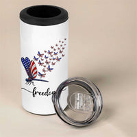 Freedom Dragonfly American Flag 4th Of July 4 in 1 Can Cooler Tumbler Patriotic Nature Lover Graphic