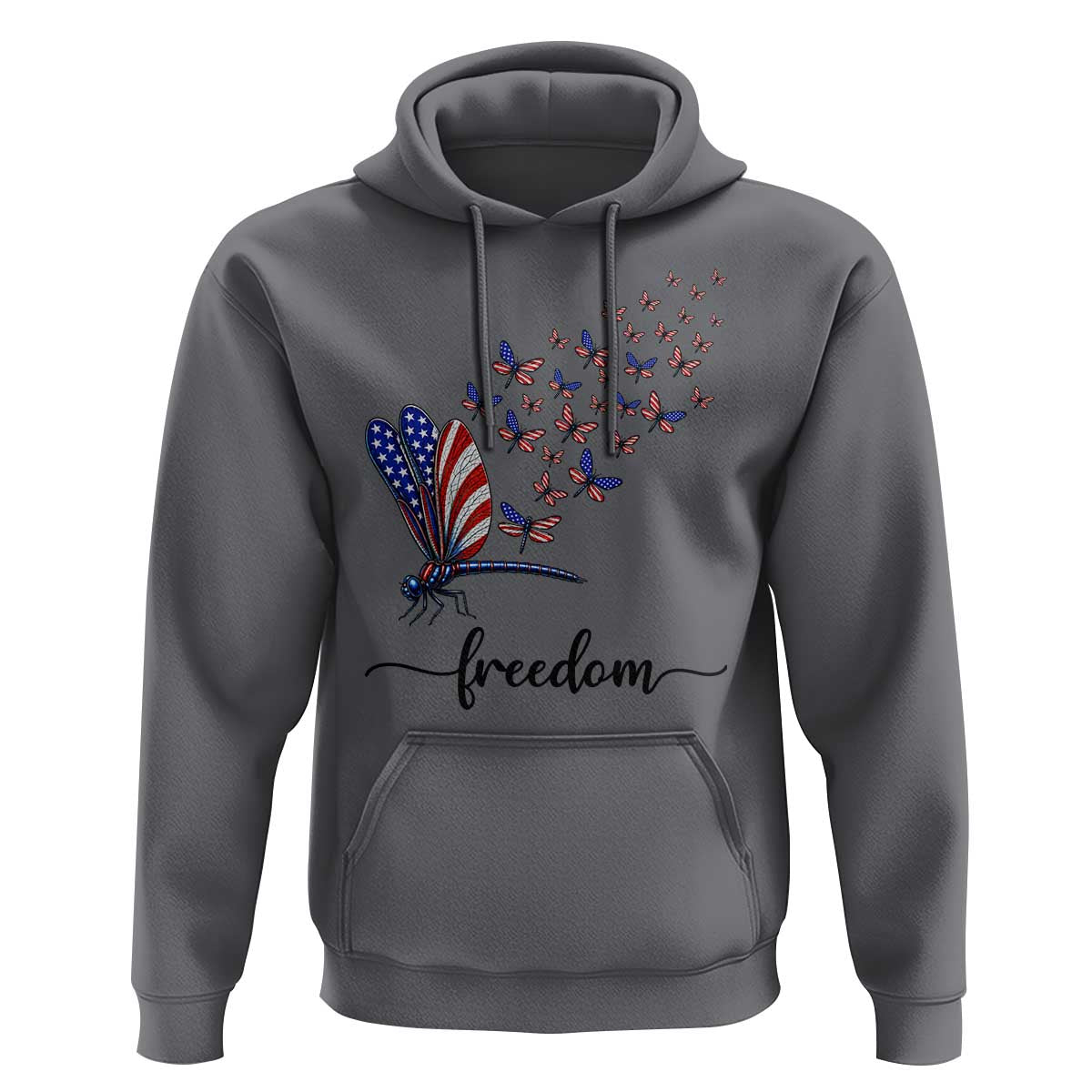 Freedom Dragonfly American Flag 4th Of July Hoodie Patriotic Nature Lover Graphic