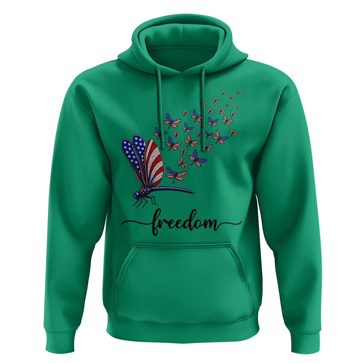 Freedom Dragonfly American Flag 4th Of July Hoodie Patriotic Nature Lover Graphic