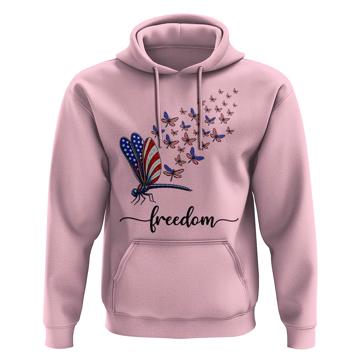 Freedom Dragonfly American Flag 4th Of July Hoodie Patriotic Nature Lover Graphic