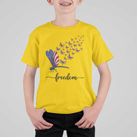 Freedom Dragonfly American Flag 4th Of July T Shirt For Kid Patriotic Nature Lover Graphic