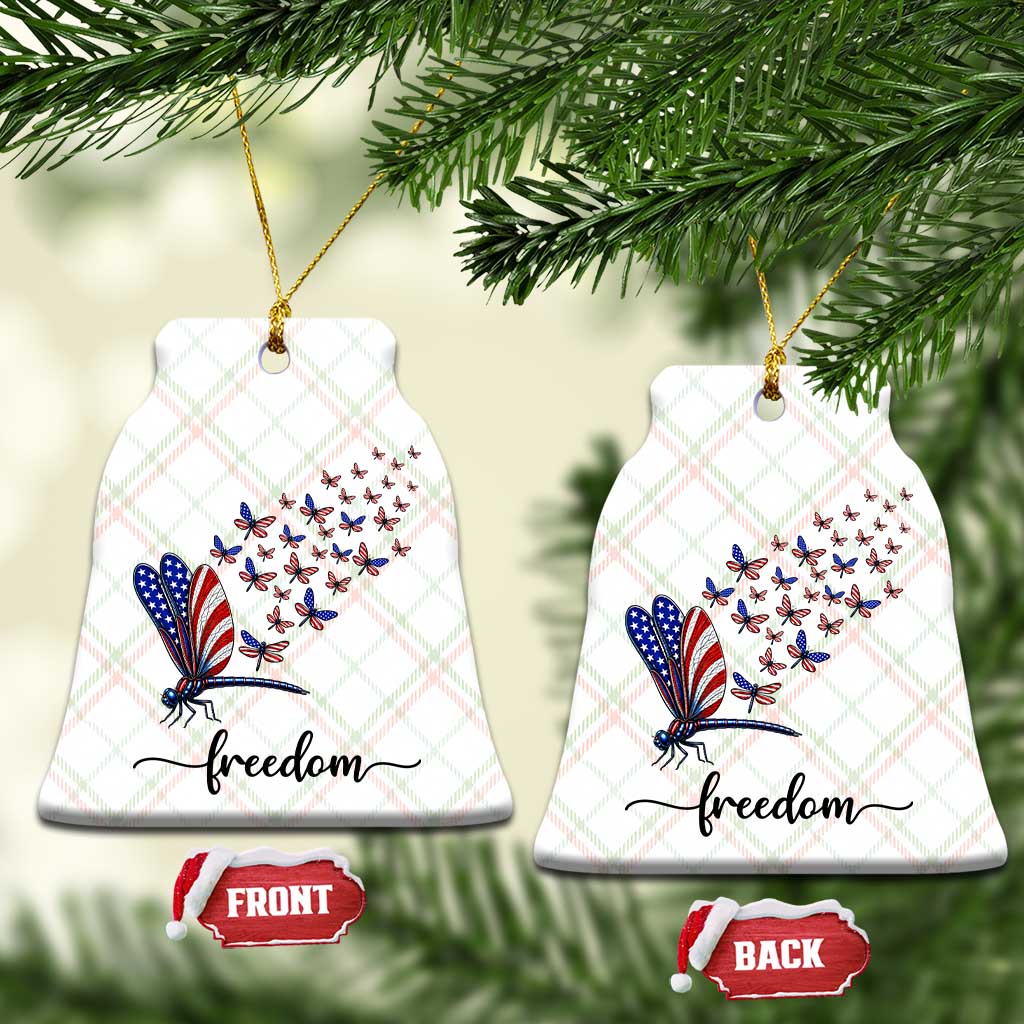 Freedom Dragonfly American Flag 4th Of July Ceramic Ornament Patriotic Nature Lover Graphic