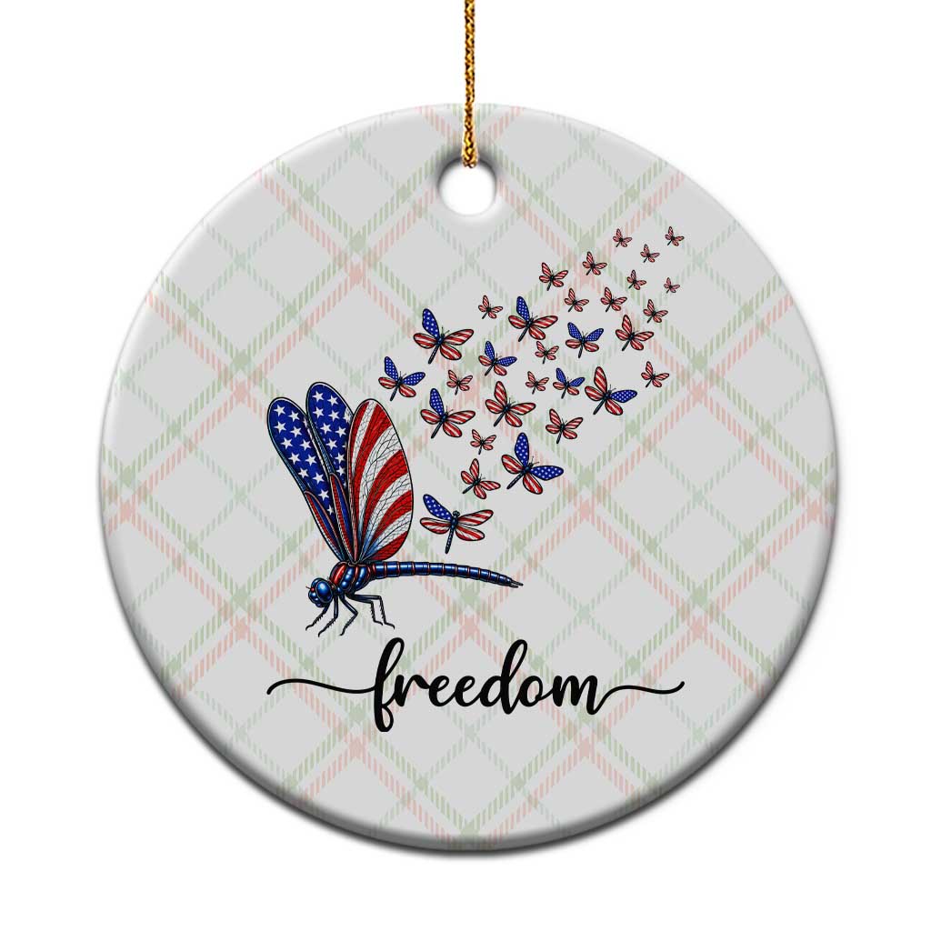 Freedom Dragonfly American Flag 4th Of July Ceramic Ornament Patriotic Nature Lover Graphic