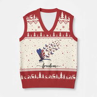 Freedom Dragonfly American Flag 4th Of July V-Neck Knit Sweater Vest Patriotic Nature Lover Graphic
