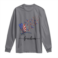 Freedom Dragonfly American Flag 4th Of July Long Sleeve Shirt Patriotic Nature Lover Graphic
