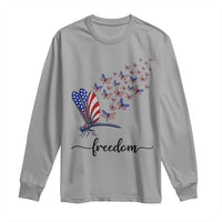 Freedom Dragonfly American Flag 4th Of July Long Sleeve Shirt Patriotic Nature Lover Graphic