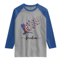 Freedom Dragonfly American Flag 4th Of July Raglan Shirt Patriotic Nature Lover Graphic