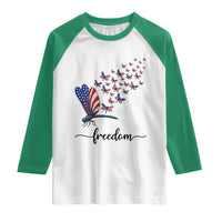 Freedom Dragonfly American Flag 4th Of July Raglan Shirt Patriotic Nature Lover Graphic