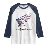 Freedom Dragonfly American Flag 4th Of July Raglan Shirt Patriotic Nature Lover Graphic