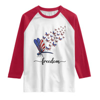 Freedom Dragonfly American Flag 4th Of July Raglan Shirt Patriotic Nature Lover Graphic