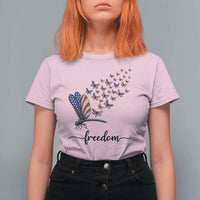 Freedom Dragonfly American Flag 4th Of July T Shirt For Women Patriotic Nature Lover Graphic