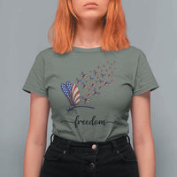 Freedom Dragonfly American Flag 4th Of July T Shirt For Women Patriotic Nature Lover Graphic