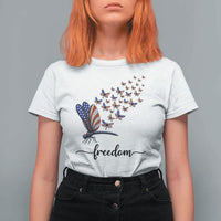 Freedom Dragonfly American Flag 4th Of July T Shirt For Women Patriotic Nature Lover Graphic