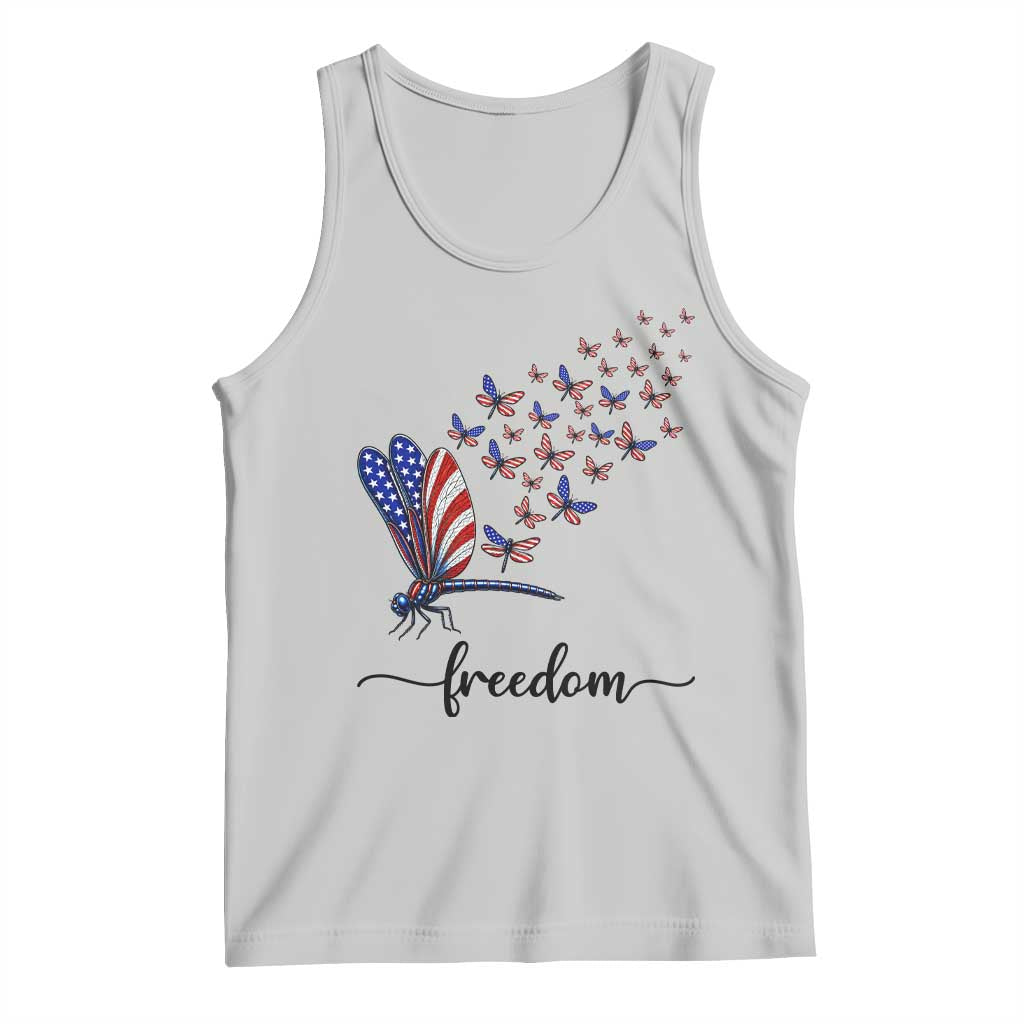 Freedom Dragonfly American Flag 4th Of July Tank Top Patriotic Nature Lover Graphic