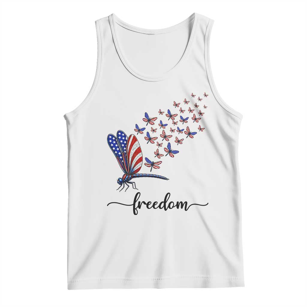 Freedom Dragonfly American Flag 4th Of July Tank Top Patriotic Nature Lover Graphic