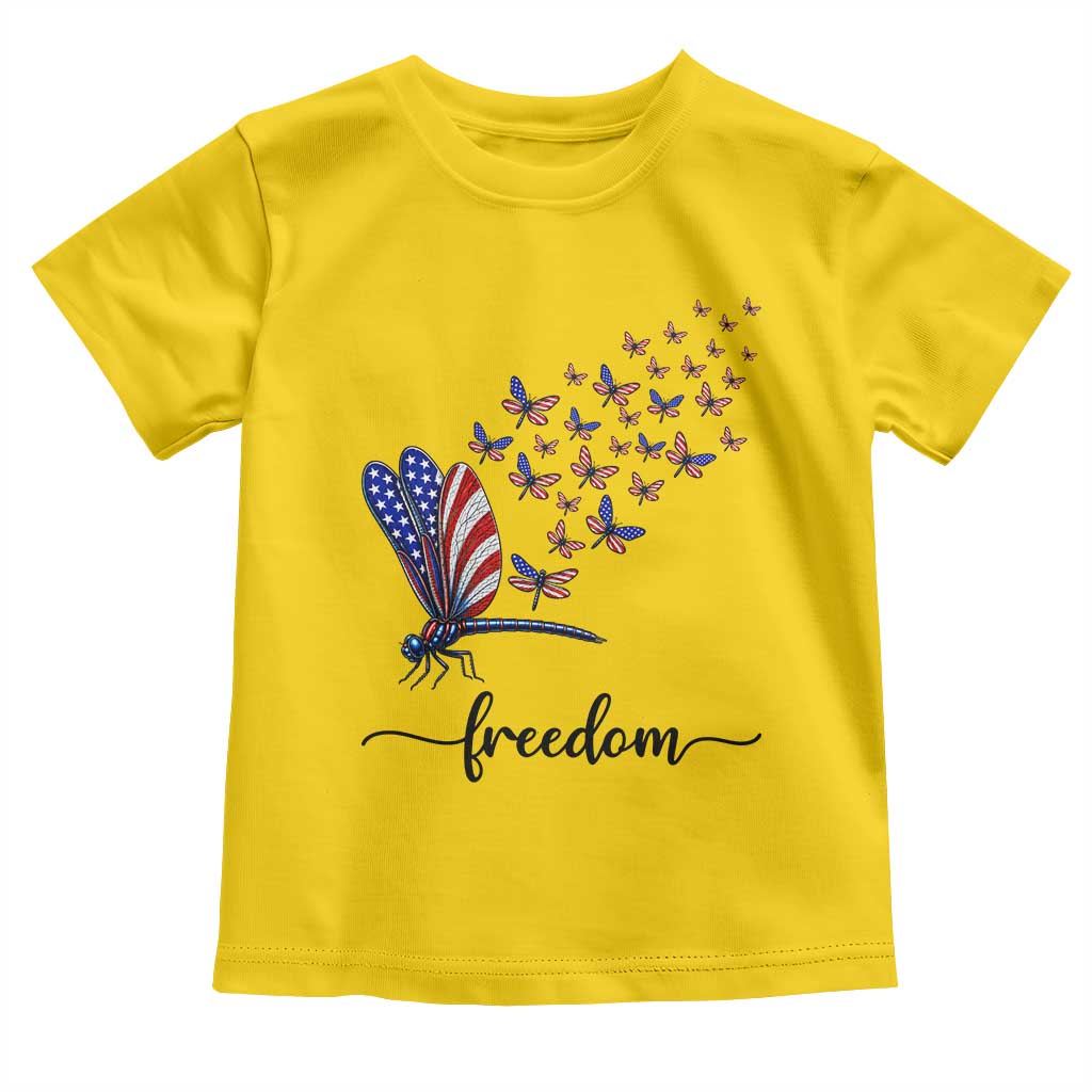 Freedom Dragonfly American Flag 4th Of July Toddler T Shirt Patriotic Nature Lover Graphic