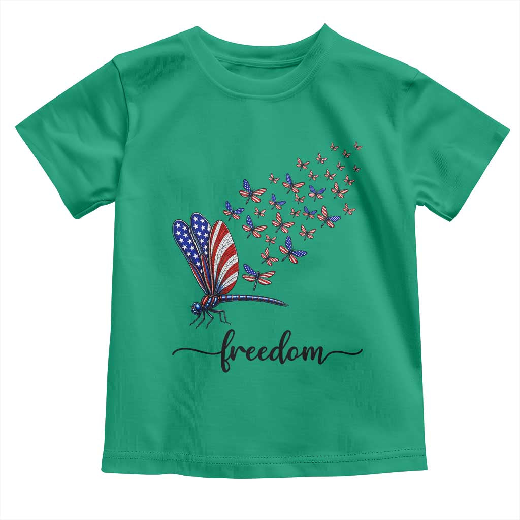 Freedom Dragonfly American Flag 4th Of July Toddler T Shirt Patriotic Nature Lover Graphic