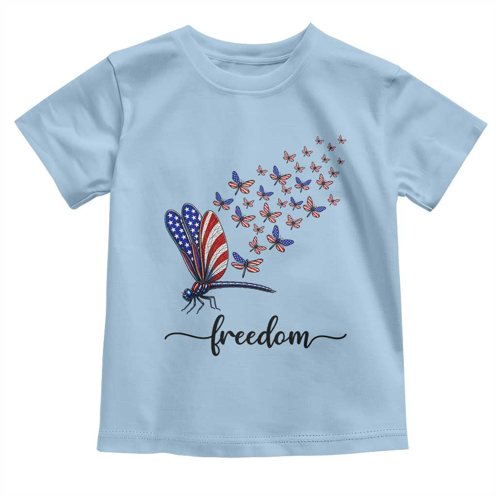 Freedom Dragonfly American Flag 4th Of July Toddler T Shirt Patriotic Nature Lover Graphic
