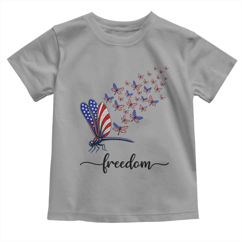 Freedom Dragonfly American Flag 4th Of July Toddler T Shirt Patriotic Nature Lover Graphic