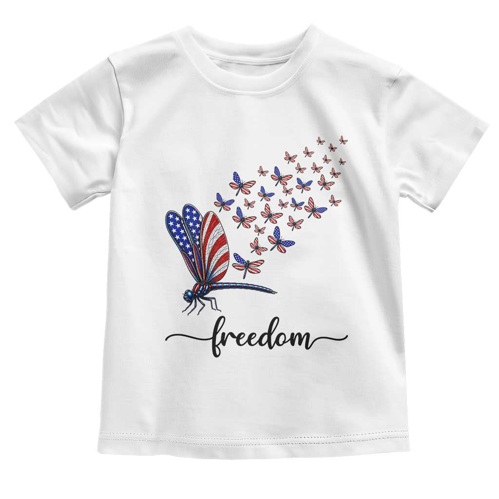 Freedom Dragonfly American Flag 4th Of July Toddler T Shirt Patriotic Nature Lover Graphic