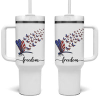 Freedom Dragonfly American Flag 4th Of July Tumbler With Handle Patriotic Nature Lover Graphic