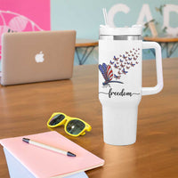 Freedom Dragonfly American Flag 4th Of July Tumbler With Handle Patriotic Nature Lover Graphic