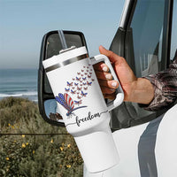 Freedom Dragonfly American Flag 4th Of July Tumbler With Handle Patriotic Nature Lover Graphic