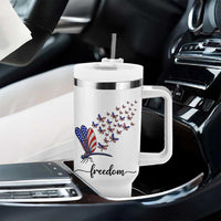 Freedom Dragonfly American Flag 4th Of July Tumbler With Handle Patriotic Nature Lover Graphic