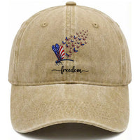 Freedom Dragonfly American Flag 4th Of July Washed Cotton Baseball Cap Patriotic Nature Lover Graphic