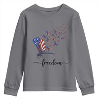 Freedom Dragonfly American Flag 4th Of July Youth Sweatshirt Patriotic Nature Lover Graphic