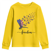 Freedom Dragonfly American Flag 4th Of July Youth Sweatshirt Patriotic Nature Lover Graphic