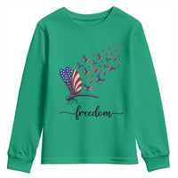 Freedom Dragonfly American Flag 4th Of July Youth Sweatshirt Patriotic Nature Lover Graphic