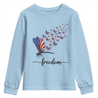 Freedom Dragonfly American Flag 4th Of July Youth Sweatshirt Patriotic Nature Lover Graphic