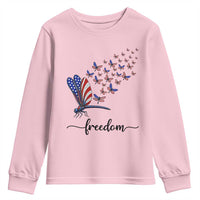 Freedom Dragonfly American Flag 4th Of July Youth Sweatshirt Patriotic Nature Lover Graphic