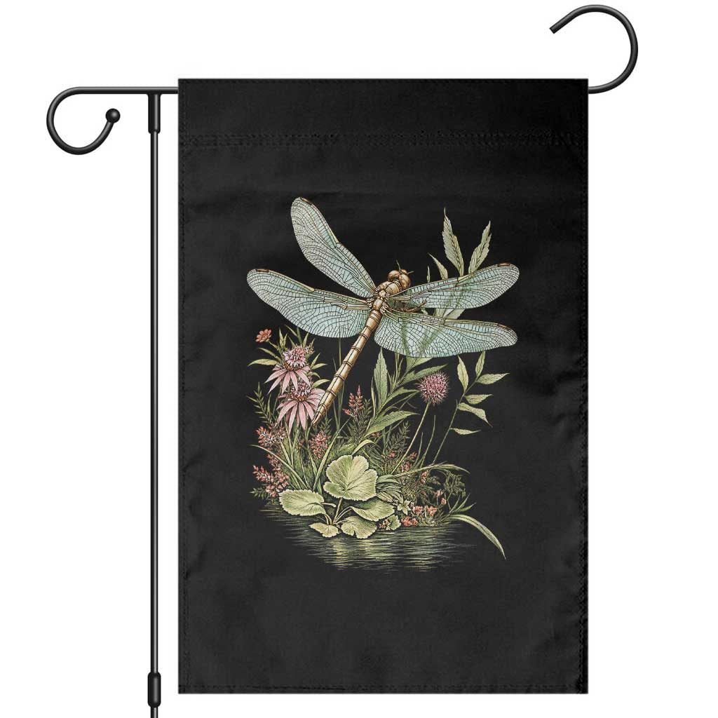 Vintage Botanical Wildflower Dragonfly Garden Flag Boho Retro Cottagecore