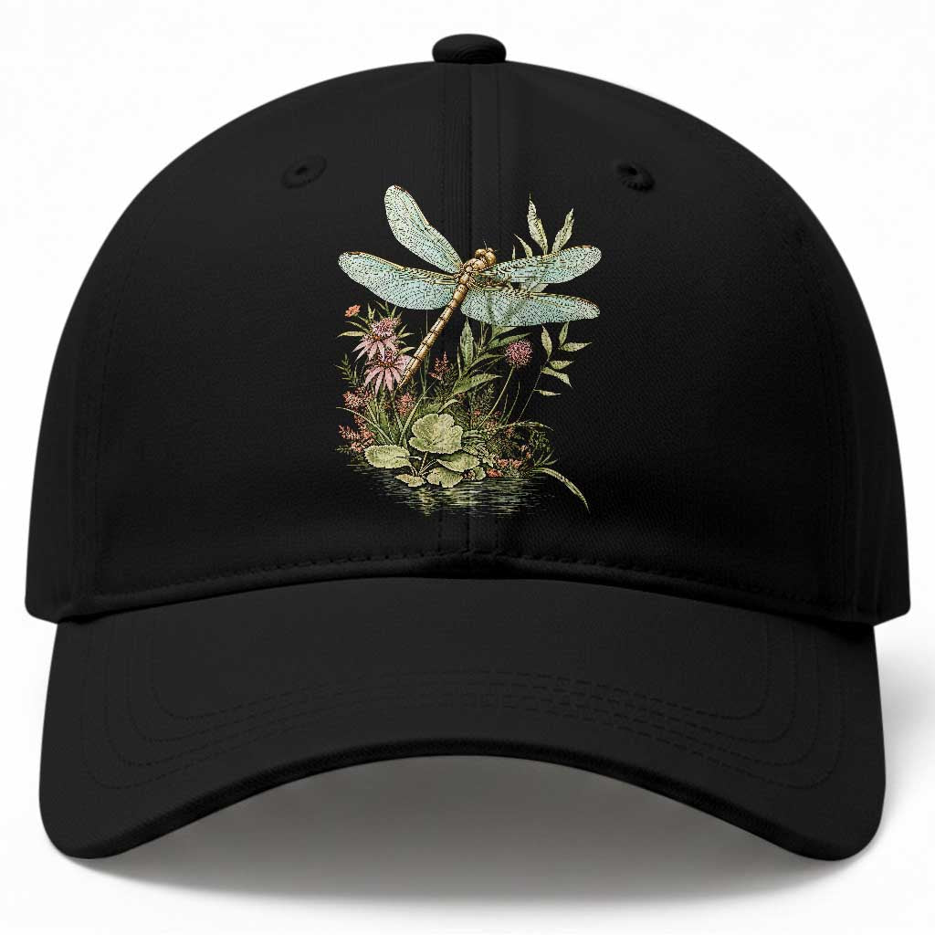 Vintage Botanical Wildflower Dragonfly Baseball Cap Boho Retro Cottagecore