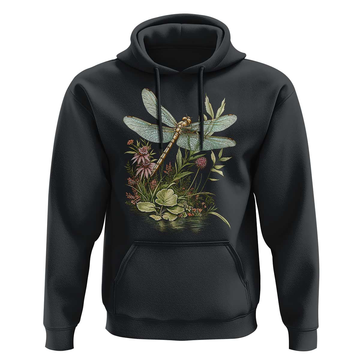 Vintage Botanical Wildflower Dragonfly Hoodie Boho Retro Cottagecore