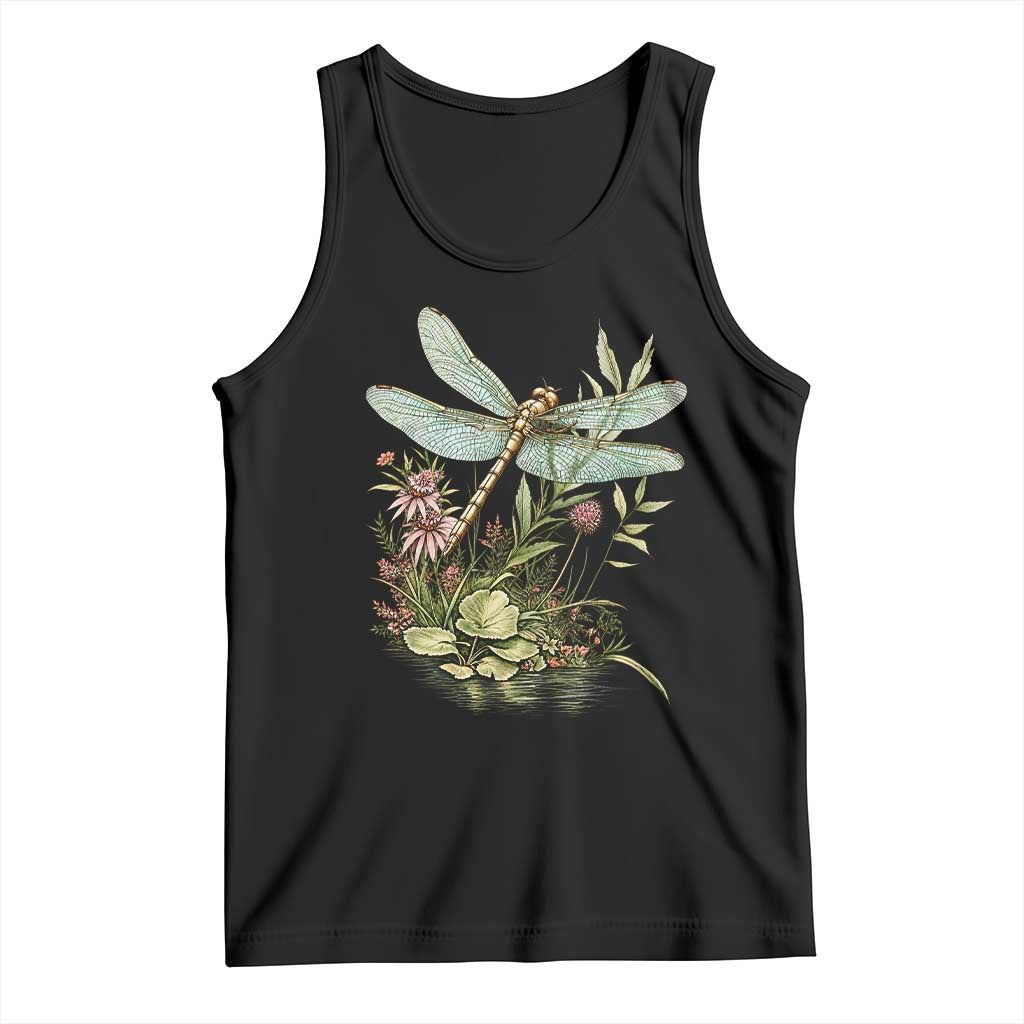 Vintage Botanical Wildflower Dragonfly Tank Top Boho Retro Cottagecore