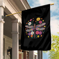 Boho Floral Spring Dragonfly Garden Flag Colorful Mosaic Insect