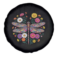 Boho Floral Spring Dragonfly Spare Tire Cover Colorful Mosaic Insect