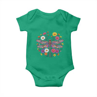Boho Floral Spring Dragonfly Baby Onesie Colorful Mosaic Insect