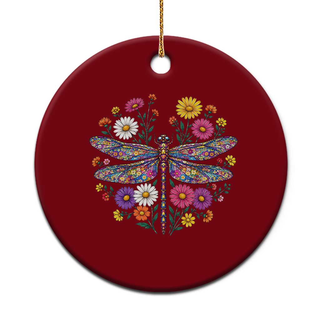 Boho Floral Spring Dragonfly Ceramic Ornament Colorful Mosaic Insect
