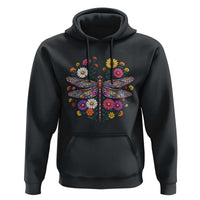 Boho Floral Spring Dragonfly Hoodie Colorful Mosaic Insect