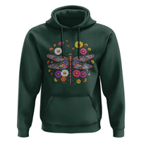 Boho Floral Spring Dragonfly Hoodie Colorful Mosaic Insect